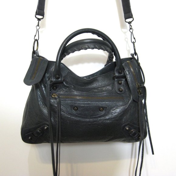 BALENCIAGA Gray Anthracite Town Crossbody Leather Bag - Picture 12 of 15